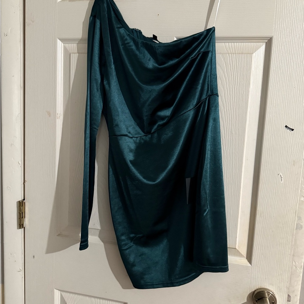 Elegant Teal One-Shoulder Dress from Lulu’s